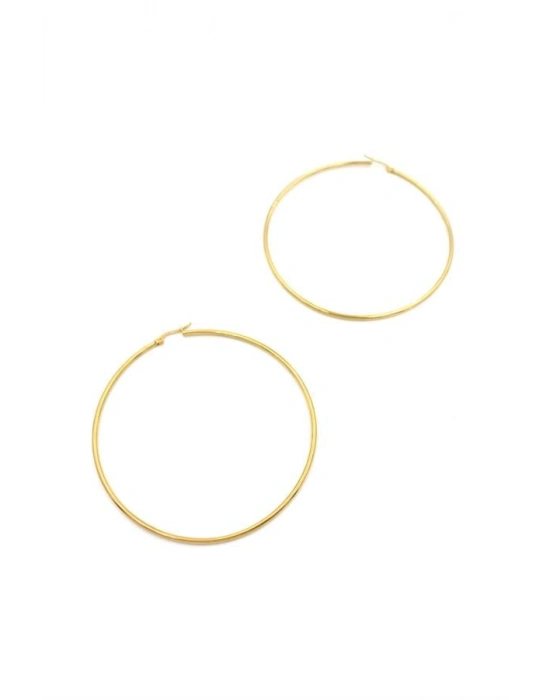 Çelik Halka Küpe -7 cm - Altın