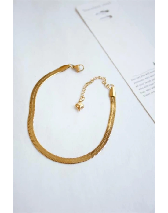 Çelik İtalyan Zincir Bileklik - Altın