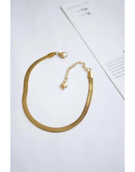 Çelik İtalyan Zincir Bileklik - Altın