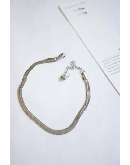 Çelik İtalyan Zincir Bileklik - Gümüş