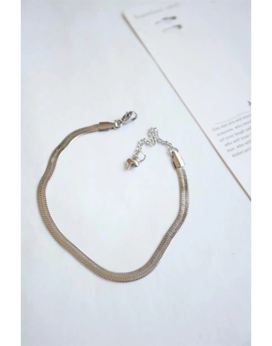 Çelik İtalyan Zincir Bileklik - Gümüş