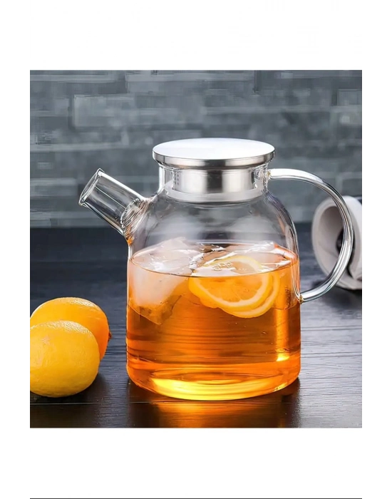 Çelik Kapaklı Borosilikat Cam Demlik 1500ML Royaleks-CM-2003