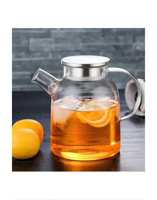 Çelik Kapaklı Borosilikat Cam Demlik 1500ML Royaleks-CM-2003