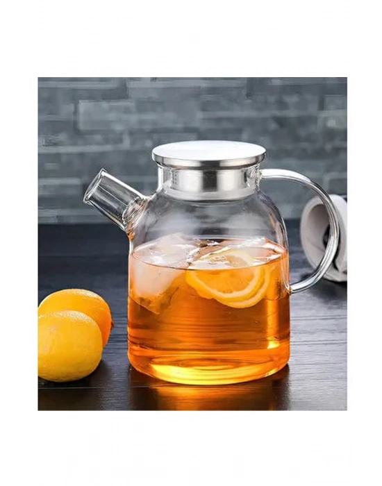 Çelik Kapaklı Borosilikat Uzun Cam Demlik 1800 Ml Royaleks-CM-2003