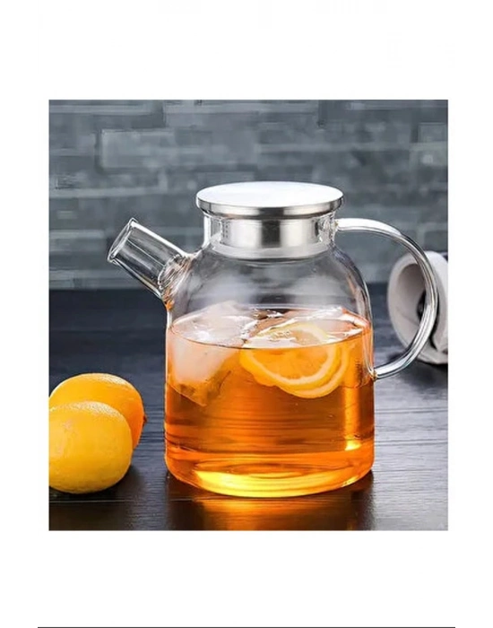 Çelik Kapaklı Borosilikat Uzun Cam Demlik 1800 Ml Royaleks-CM-2003