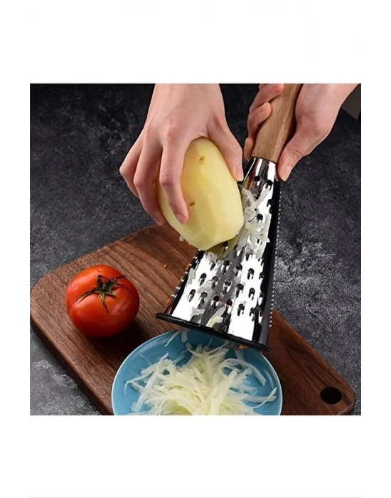 Çelik Lüks Paslanmaz Çelik Konik Rende Bambu Saplı Royaleks-RND03