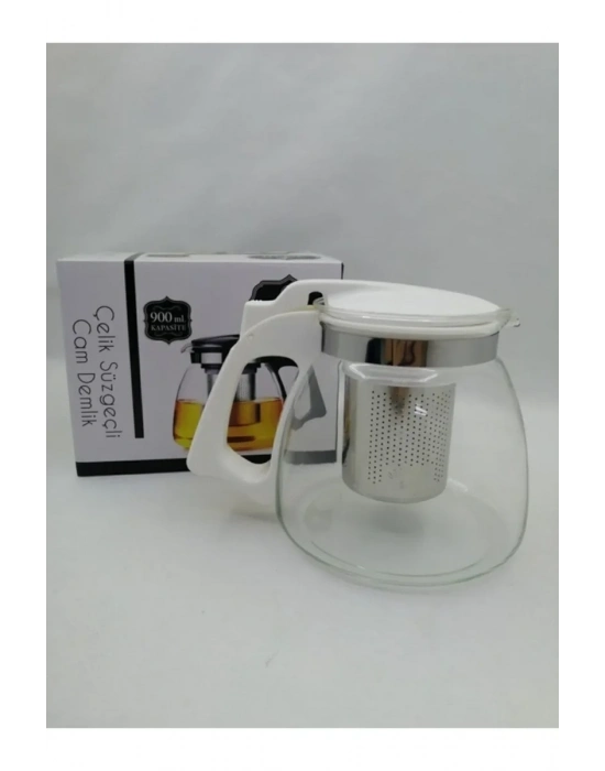 Çelik Süzgeçli Cam Demlik 900 Ml. Royaleks-8882
