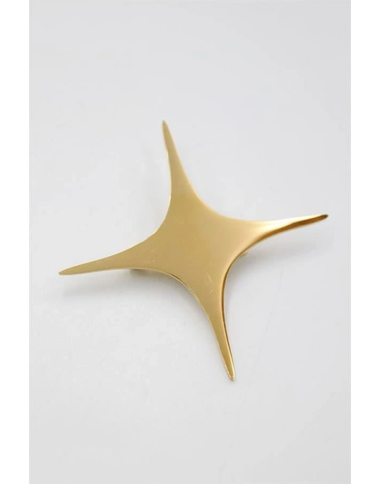 Çelik Yıldız Broş - Altın