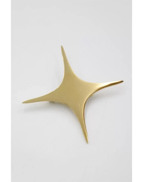 Çelik Yıldız Broş - Altın