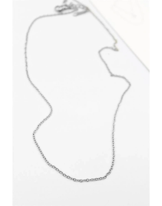 Çelik Zincir Kolye - 45 cm - Gümüş