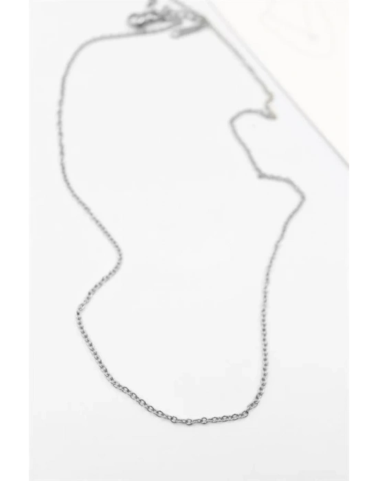 Çelik Zincir Kolye - 45 cm - Gümüş