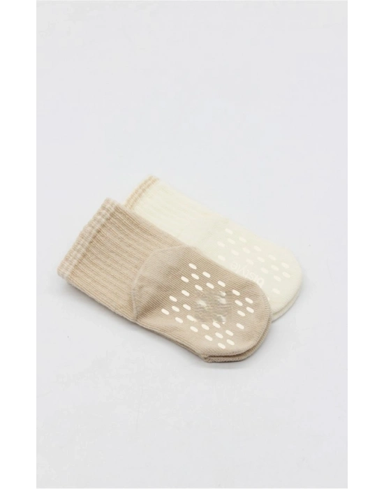 Çemberli Basic Penye Kaymaz Soket Çorap 2li 10146 Bej