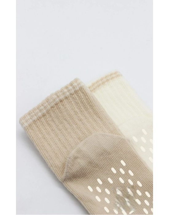 Çemberli Basic Penye Kaymaz Soket Çorap 2li 10146 Bej