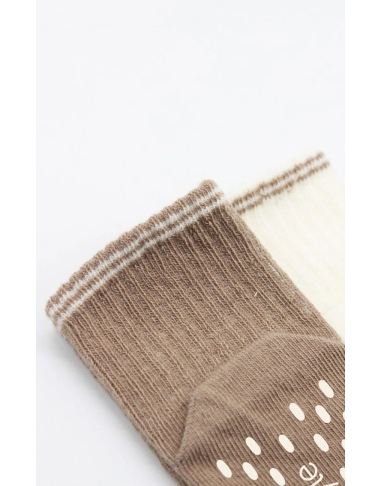 Çemberli Basic Penye Kaymaz Soket Çorap 2li 10146 Kahve