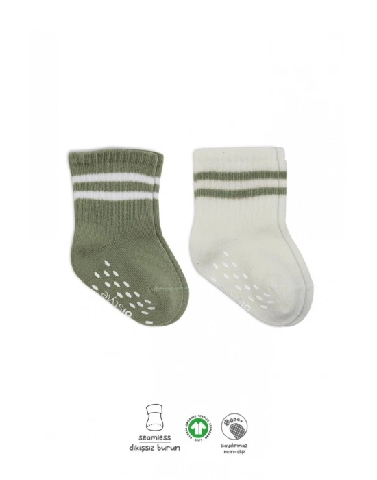 ®   Çemberli Kaymaz Soket Çorap 2Li BS10125 Nil Ekru