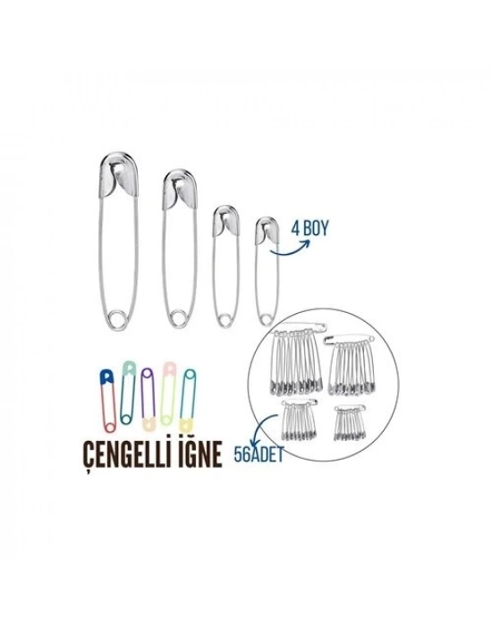 Çengelli İğne 4 Boy 56 Adet