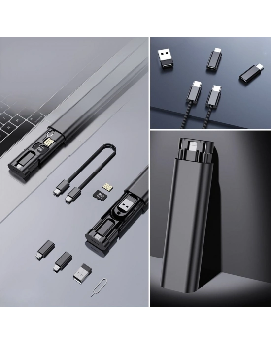 ®  Cep Tipi 60W Bas Aç Type-C,İphone Şarj,Micro USB Hızlı Şarj Data Kablo Seti