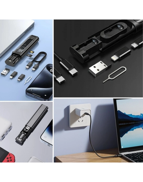 ®  Cep Tipi 60W Bas Aç Type-C,İphone Şarj,Micro USB Hızlı Şarj Data Kablo Seti