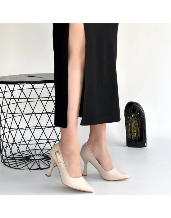 Cerin Bej Cilt Topuklu Ayakkabı