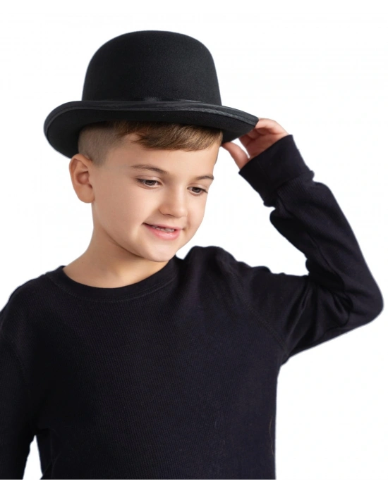 Charlie Chaplin Stil Çocuk Şapkası – Siyah Melon Parti Şapkası