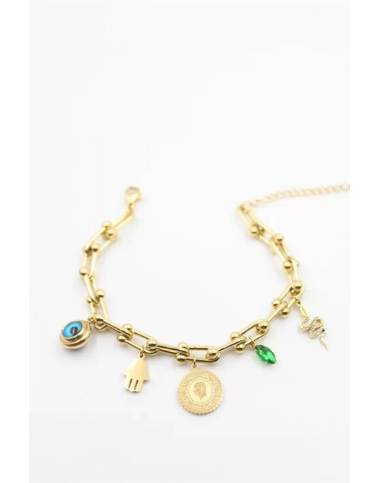 Charm Tfn Zincir Bileklik - Altın