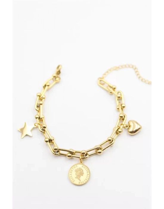 Charm Tfn Zincir Bileklik - Altın