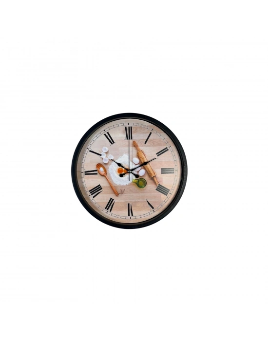 Chef Kitchen Siyah 36 Cm Dekoratif Duvar Saati