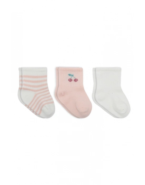 ® Cherry Girl 3lü Penye Soket Çorap 10138 Ekru