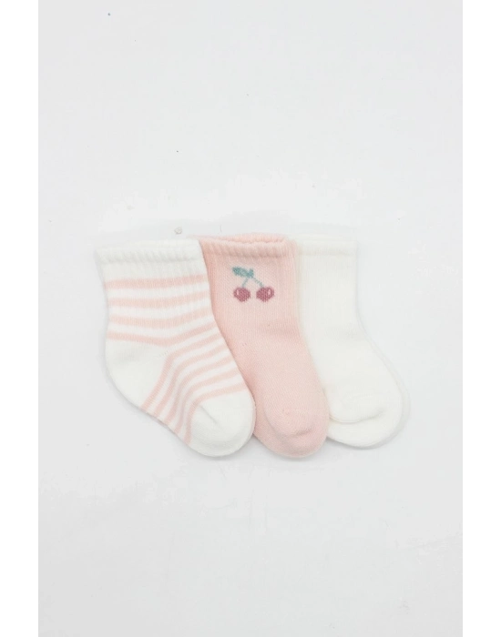® Cherry Girl 3lü Penye Soket Çorap 10138 Ekru