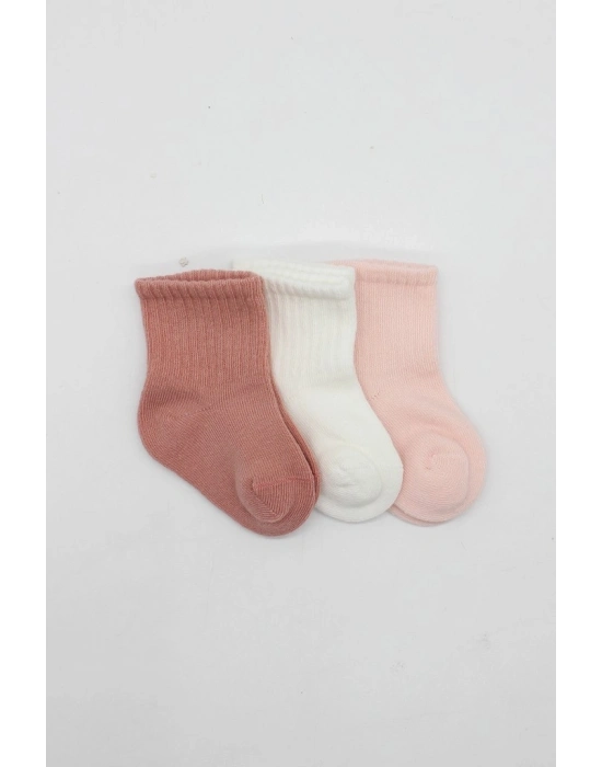 ® Cherry Girl 3lü Penye Soket Çorap 10138 Pudra