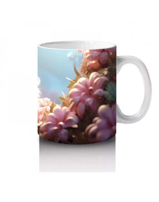 Çiçek Bahçesi Arasında Parlayan Kedi – Baskılı Kahve Kupası