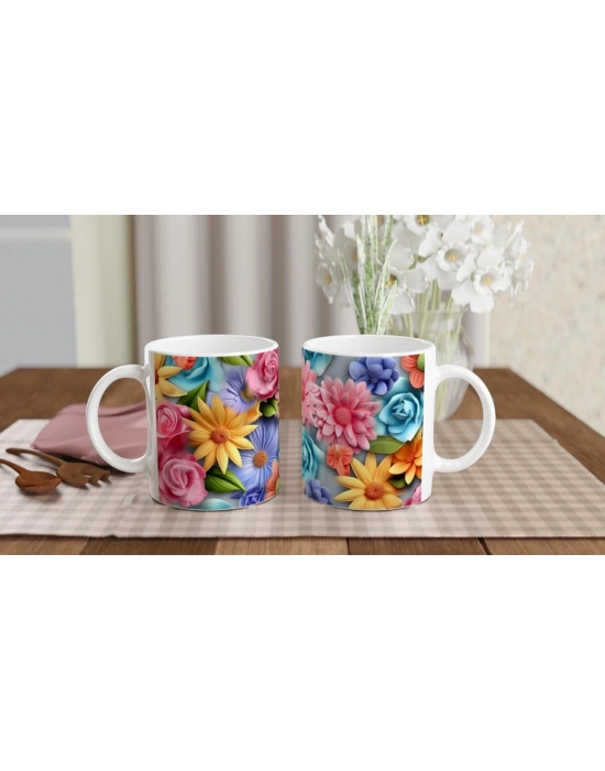 Çiçek Bahçesi Canlı Renkli Kupa