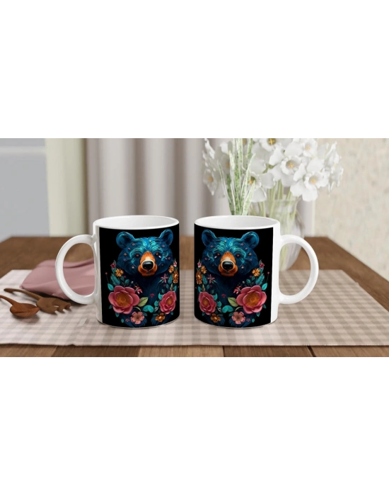 Çiçek Bahçesindeki Mavi Ayı Kupa Bardak