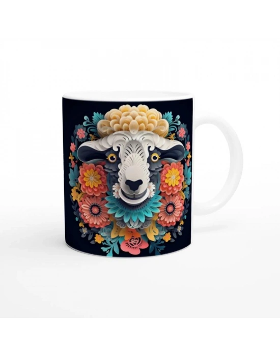 Çiçek Bahçesindeki Şaşkın Koyun Kupa Bardak