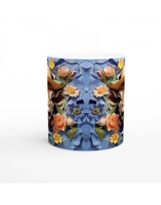 Çiçek Bahçesinden Bakan Şapkalı Zürafa Temalı Baskılı Kupa Bardak