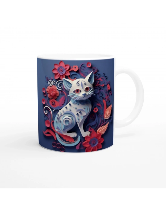 Çiçek Bahçesinin Bekçisi Kedi Kupa Bardak