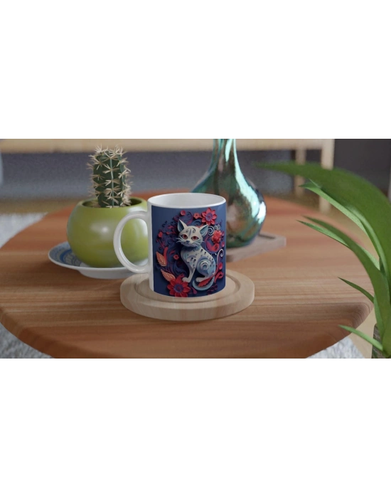 Çiçek Bahçesinin Bekçisi Kedi Kupa Bardak