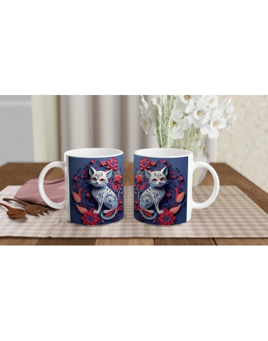 Çiçek Bahçesinin Bekçisi Kedi Kupa Bardak