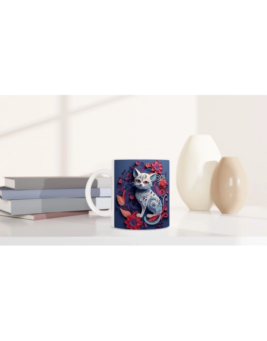 Çiçek Bahçesinin Bekçisi Kedi Kupa Bardak