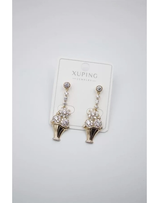 Çiçek Buketi Küpe - Altın