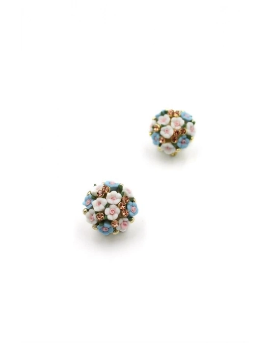 Çiçek Buketi Küpe - Turkuaz