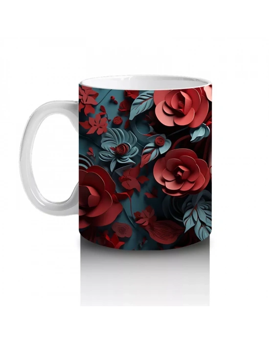 Çiçek Çerçevesi İçinde Gotik Mavi Maske – Hediyelik Kahve Kupası