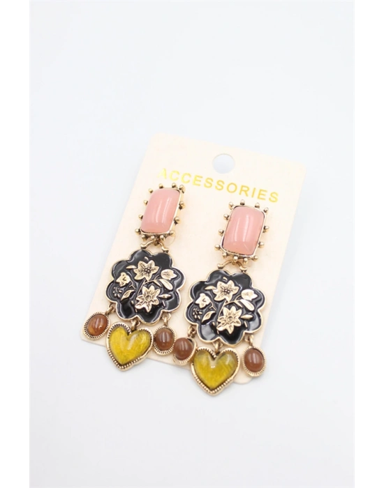 Çiçek İşlemeli Küpe - ÇOK RENKLİ