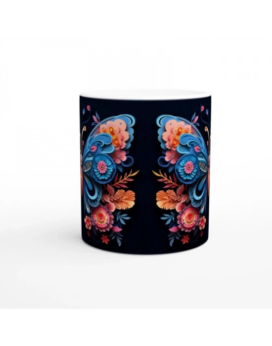 Çiçek Kanatlı Sanatsal Kelebek Kupa Bardak