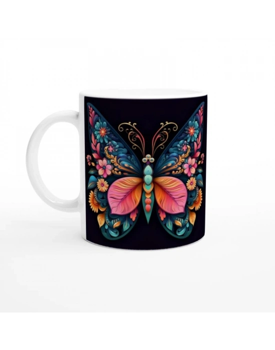 Çiçek Kanatlı Zarif Kelebek Kupa Bardak