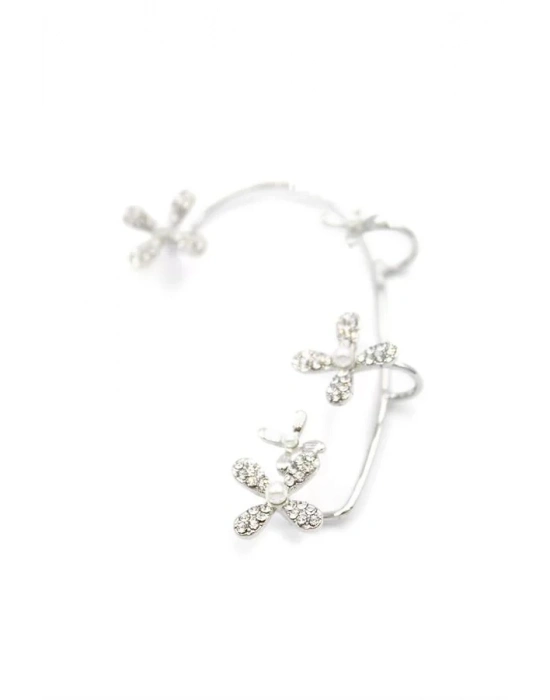 Çiçek Kıkırdak Küpe - Gümüş