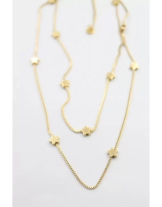 Çiçek Kolye-60 cm - Altın