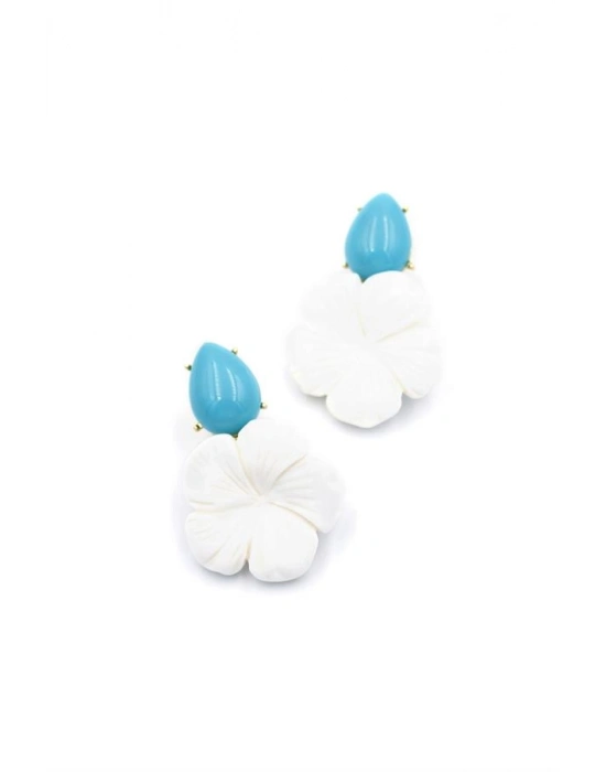 Çiçek Küpe - Beyaz