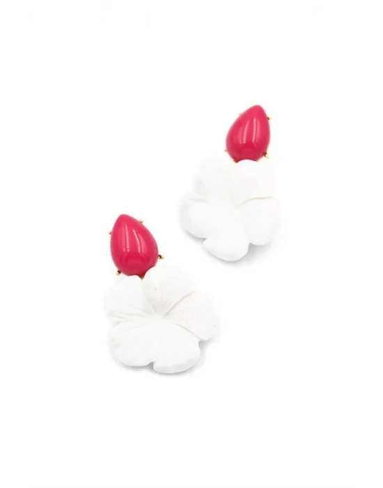 Çiçek Küpe - Beyaz