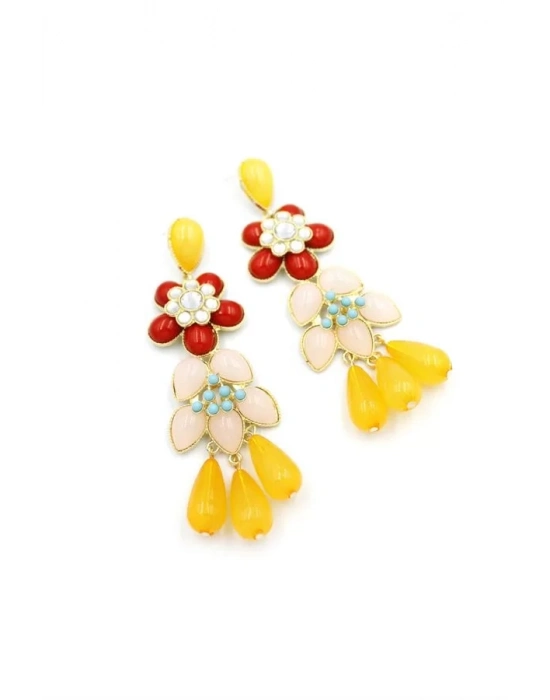 Çiçek Küpe - Kırmızı